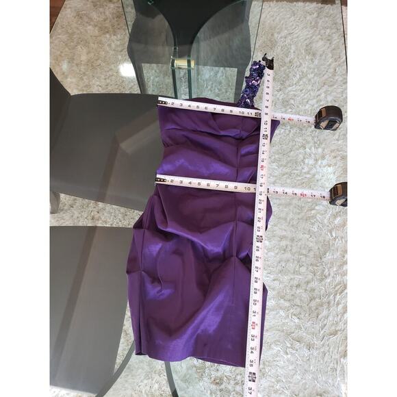 Blondie Cocktail Dress Womens Size 7 Purple Satin Beaded One Shoulder Back Zip - Picture 7 of 11